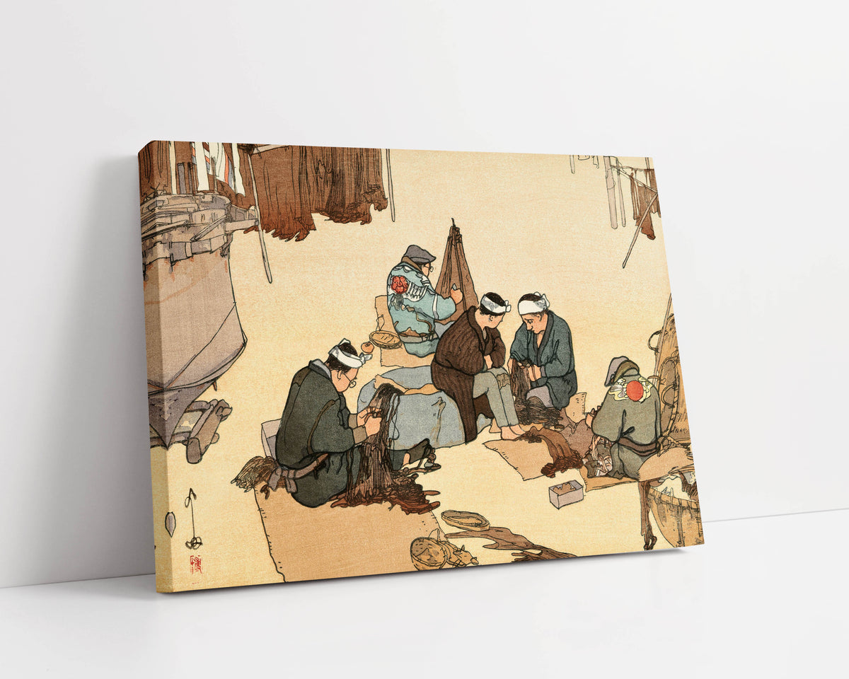 Spring Day Mending Fishing Nets by Hiroshi Yoshida