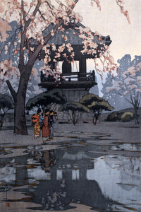 In a Temple Yard by Hiroshi Yoshida