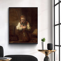 A Girl with a Broom by Rembrandt Harmenszoon van Rijn