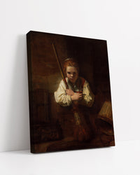 A Girl with a Broom by Rembrandt Harmenszoon van Rijn