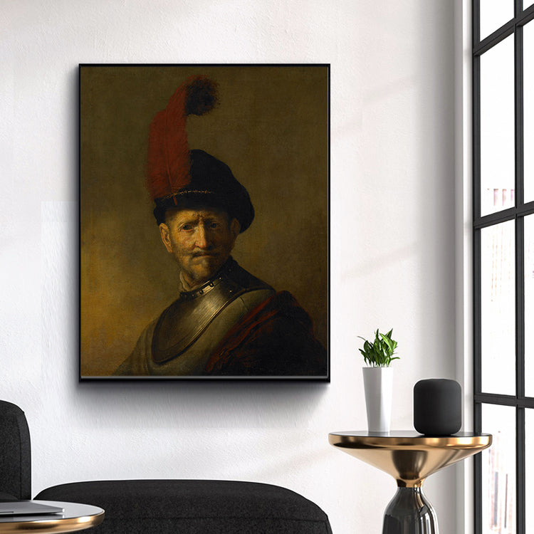 A Man in a Gorget and Plumed Cap by Rembrandt Harmenszoon van Rijn