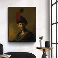 A Man in a Gorget and Plumed Cap by Rembrandt Harmenszoon van Rijn