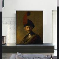 A Man in a Gorget and Plumed Cap by Rembrandt Harmenszoon van Rijn