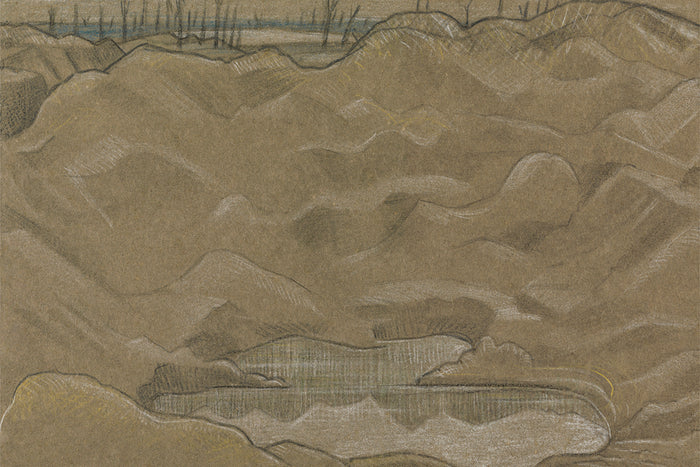 A Shell Crater (1918) drawing in high resolution by Paul Nash