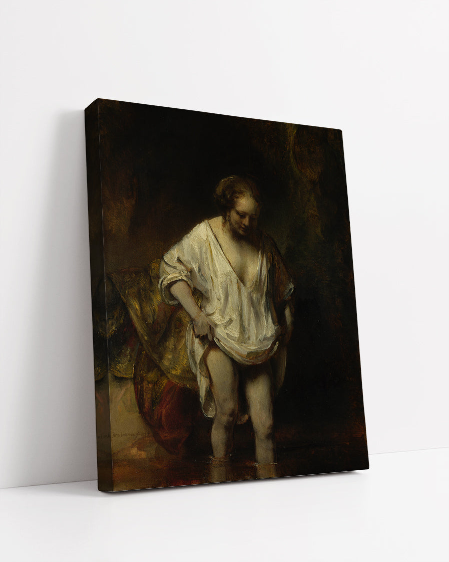 A Woman Bathing in a Stream  by Rembrandt Harmenszoon van Rijn