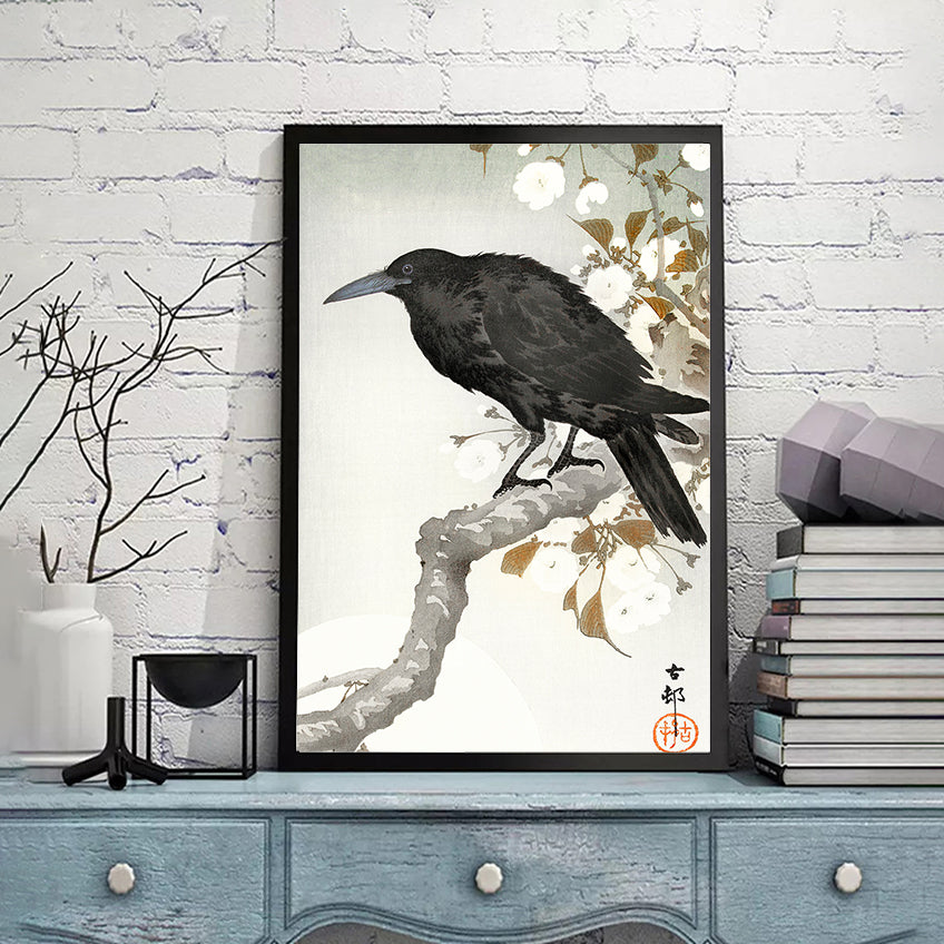 A crow and the full moon by Ohara Koson