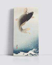 A jumping carp by Ohara Koson