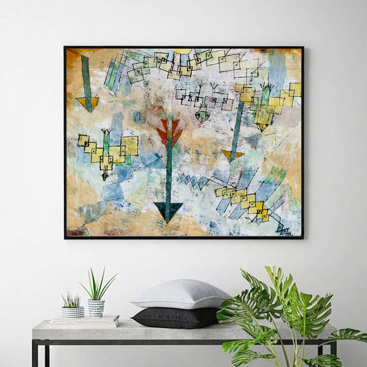 Birds Swooping Down and Arrows  by Paul Klee