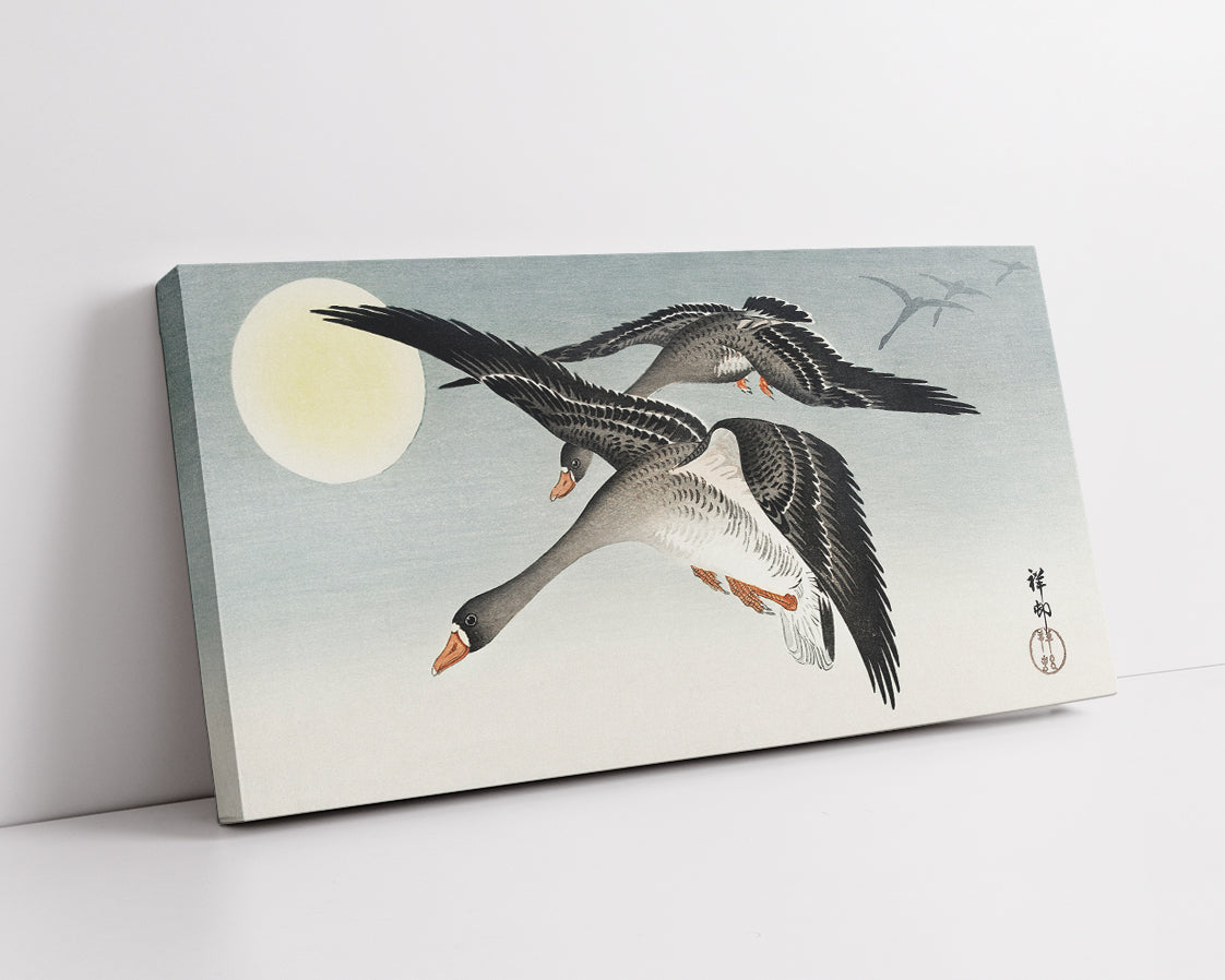 Birds at full moon by Ohara Koson