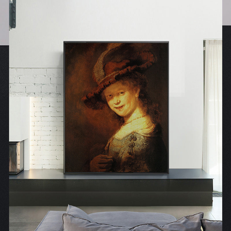 Bust of Young Woman Smiling by Rembrandt Harmenszoon van Rijn