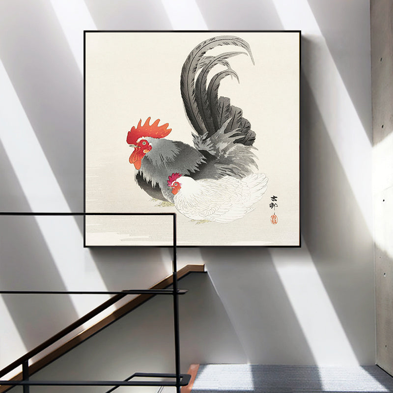 Chicken and cock by Ohara Koson