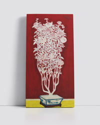 Chrysanthèmes blanches dans un pot bleu et blanc by San Yu