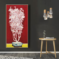 Chrysanthèmes blanches dans un pot bleu et blanc by San Yu