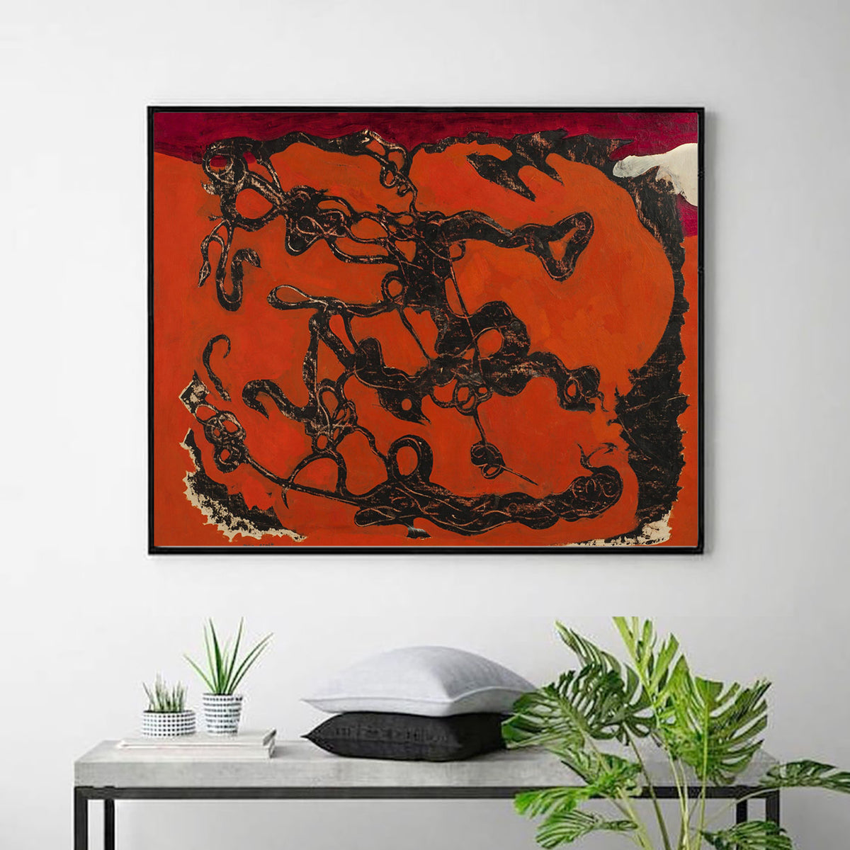 Colombes Noires Sur Fond Rouge by Max Ernst