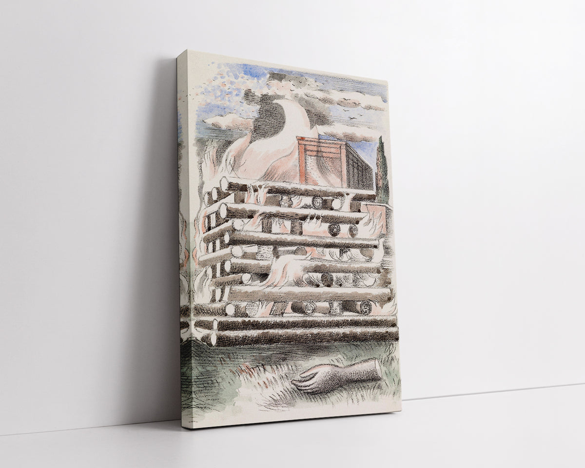 Design for Urne Buriall–Funeral Pyre (1932) painting in high resolution  by Paul Nash