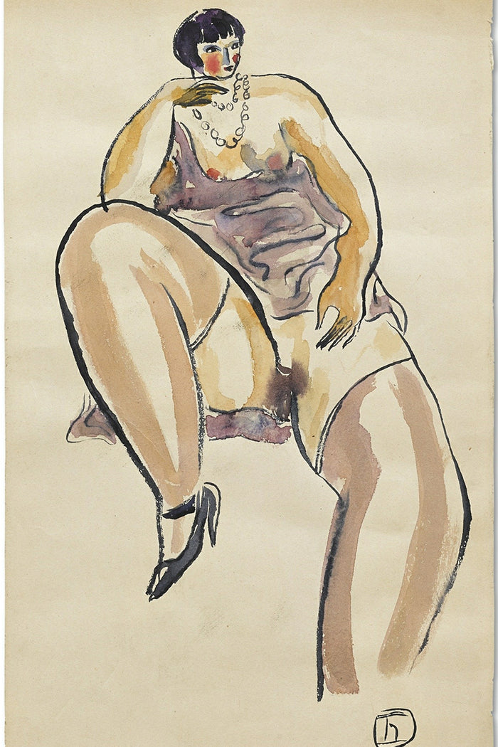 FEMME À LA ROBE VIOLETTE AVEC UN COLLIER DE PERLES by San Yu