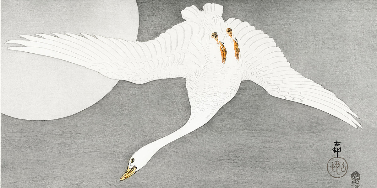 Goose at full moon by Ohara Koson