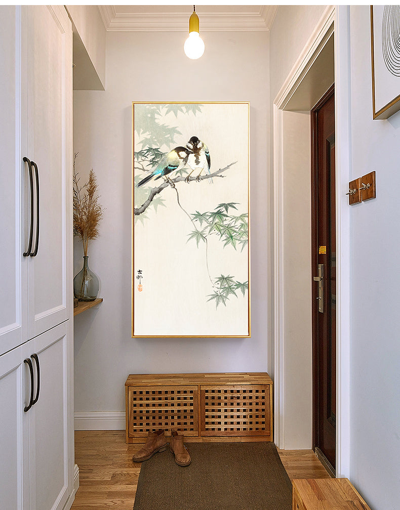 Great tits on maple branch by Ohara Koson