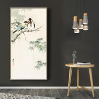 Great tits on maple branch by Ohara Koson