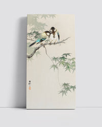 Great tits on maple branch by Ohara Koson