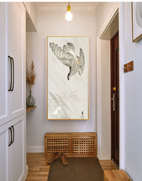 Hawk hunting a hare by Ohara Koson