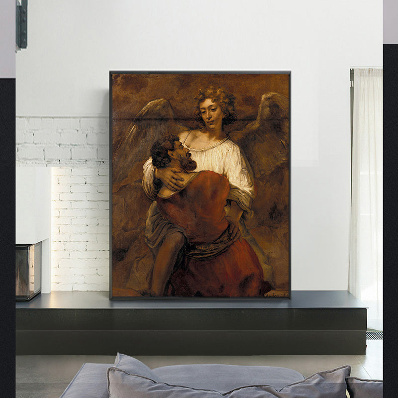 Jacob Wrestling with the Angel by Rembrandt Harmenszoon van Rijn