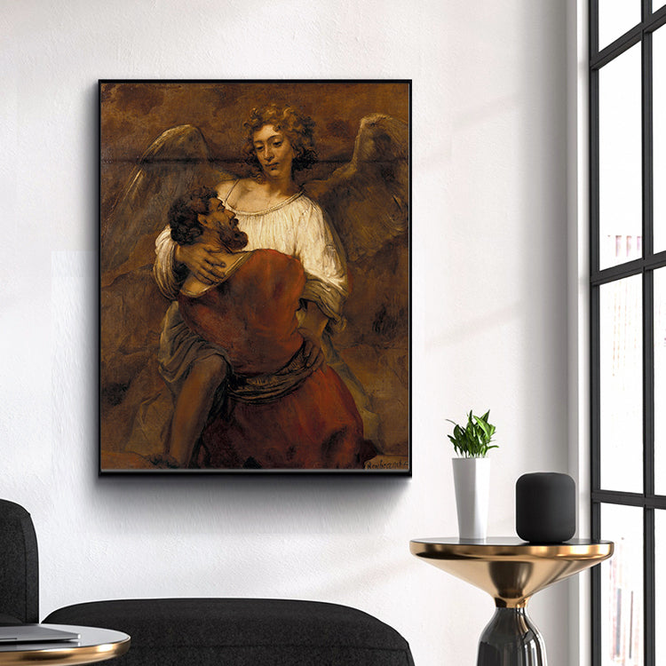 Jacob Wrestling with the Angel by Rembrandt Harmenszoon van Rijn