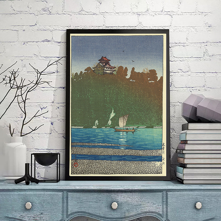 Japan-Kiso_River-at_Inuyama by Kawase Hasui