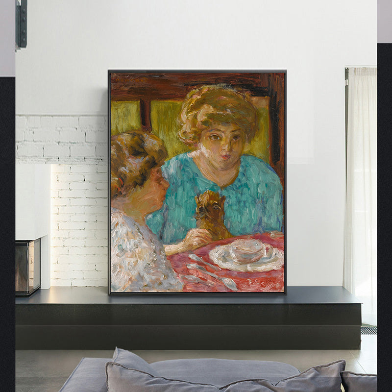 DEUX DAMES AVEC CHAT à TABLE by Pierre Bonnard