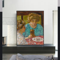 DEUX DAMES AVEC CHAT à TABLE by Pierre Bonnard