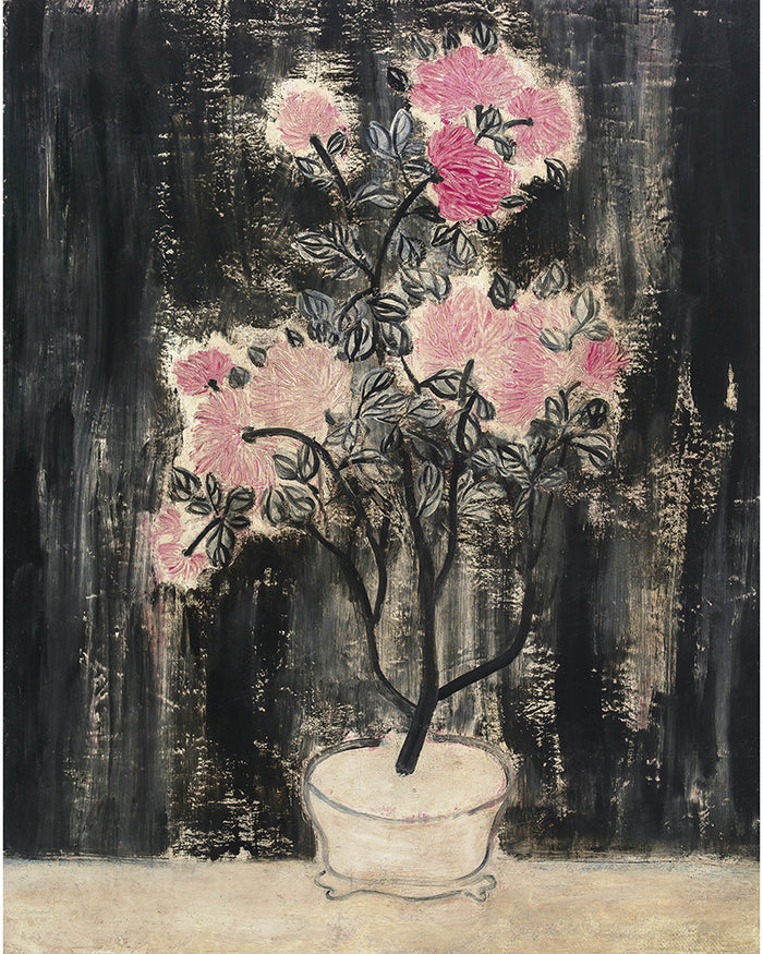 Pot de chrysanthèmes roses by San Yu