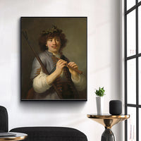 Rembrandt as Shepherd with Staff and Flute by Rembrandt Harmenszoon van Rijn
