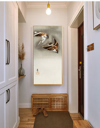 Ring sparrows in snow by Ohara Koson