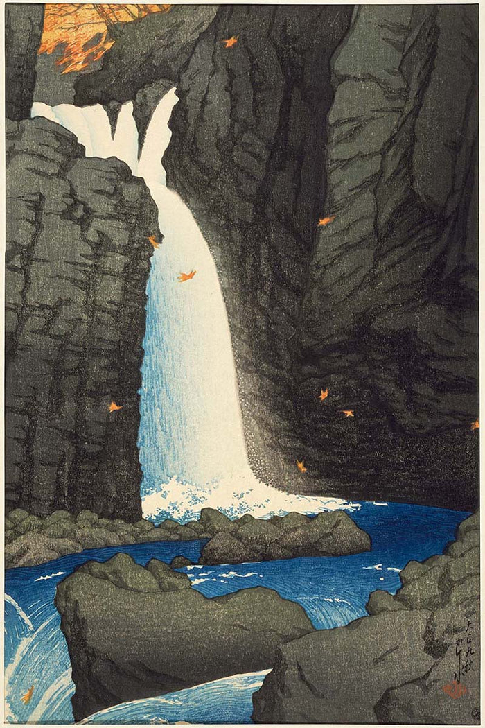 Tabi_miyage_dai_isshū,_Shiobara_Yūhi_no_taki by Kawase Hasui