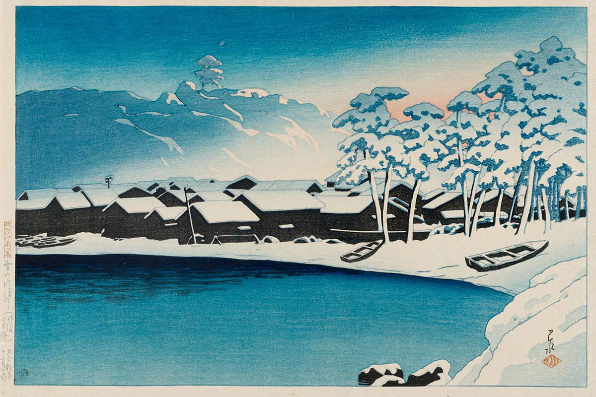 Tabi_miyage_dai_nishū,_Yuki_no_akebono by Kawase Hasui