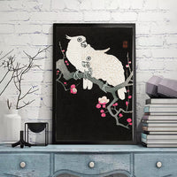 Two cockatoo and plum blossom by Ohara Koson