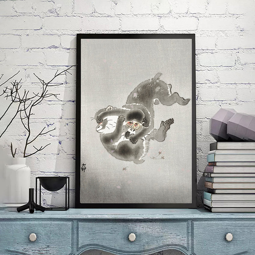 Two playing monkeys by Ohara Koson