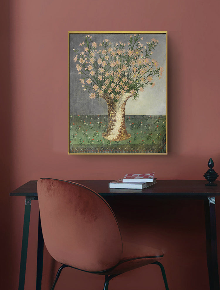 Vase of Flowers on a Fringed Carpet by Henri Rousseau