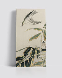 Wheatear in bamboo by Ohara Koson