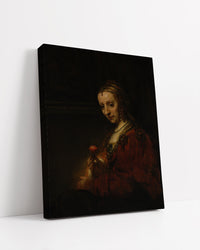 Woman with a Pink by Rembrandt Harmenszoon van Rijn