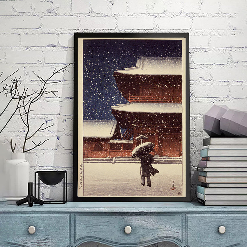 Yuki_no_Zōjō-ji by Kawase Hasui