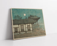 evening_moon_over_temple by Kawase Hasui