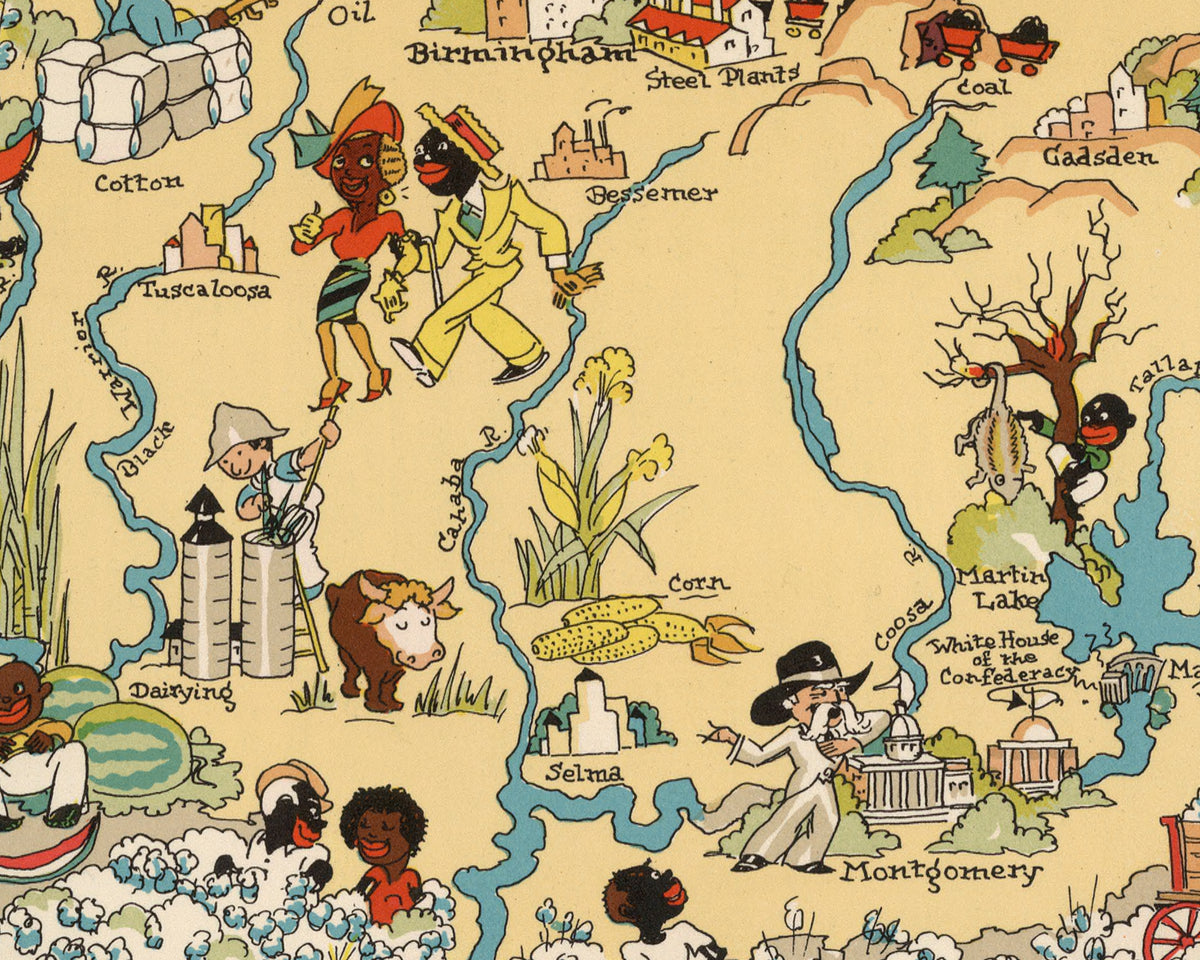 Alabama Funny Vintage Map