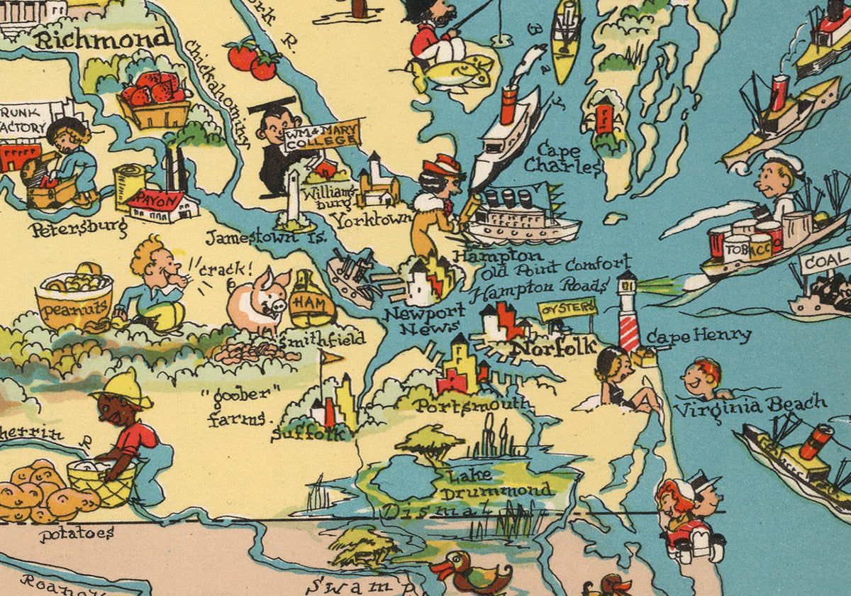 Virginia Funny Vintage Map