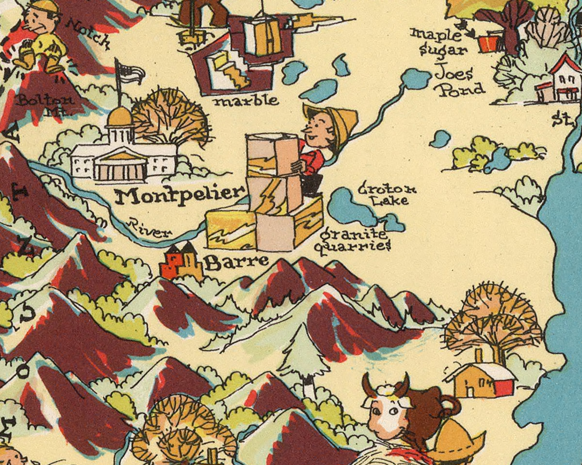 Vermont Funny Vintage Map