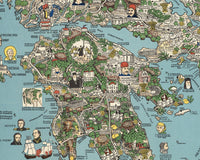 Old map of Greece, Pictorial map of Greece, Bilingual map in Greek and English