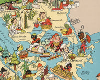Louisiana Funny Vintage Map