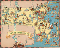 Massachusetts Funny Vintage Map