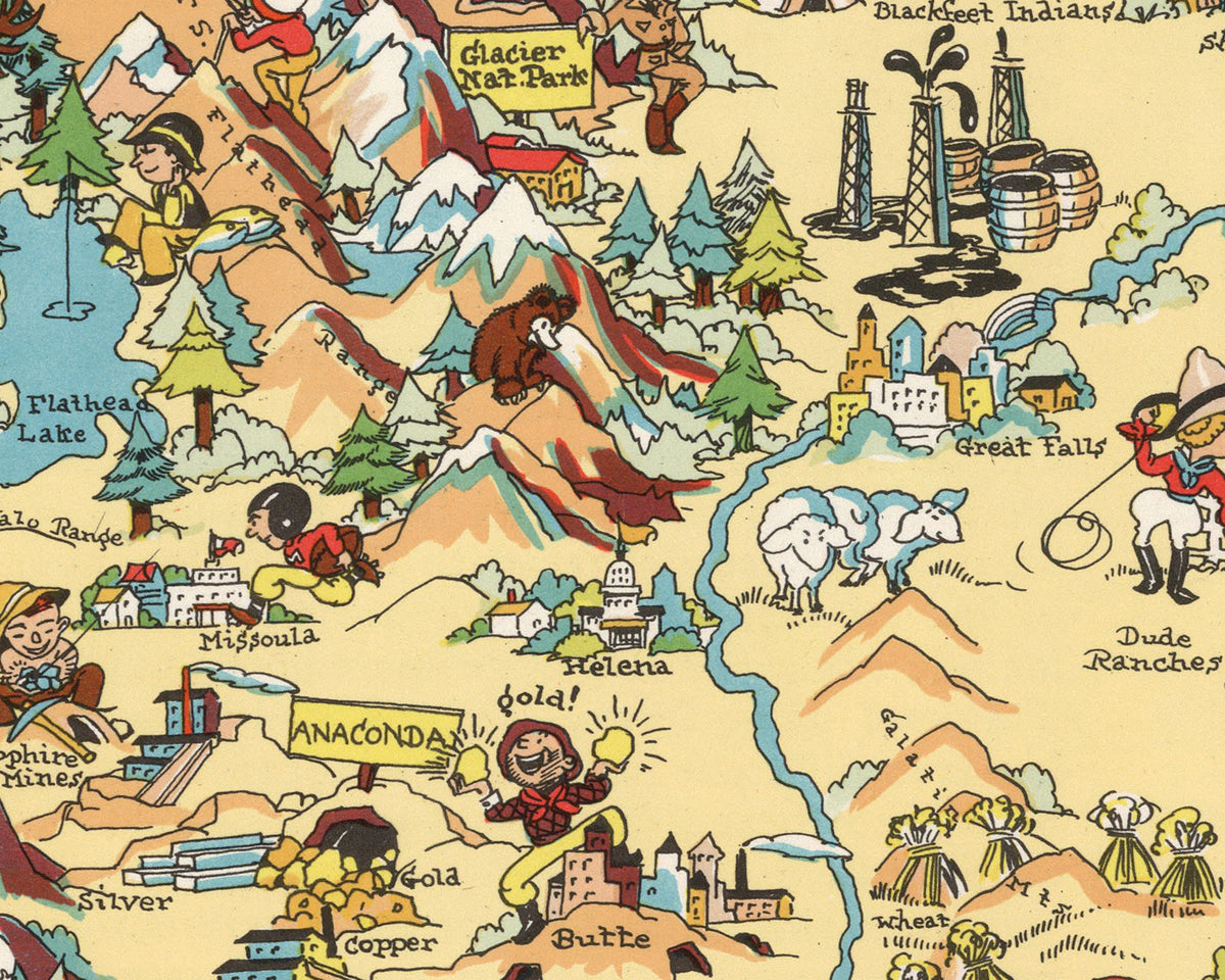 Montana Funny Vintage Map