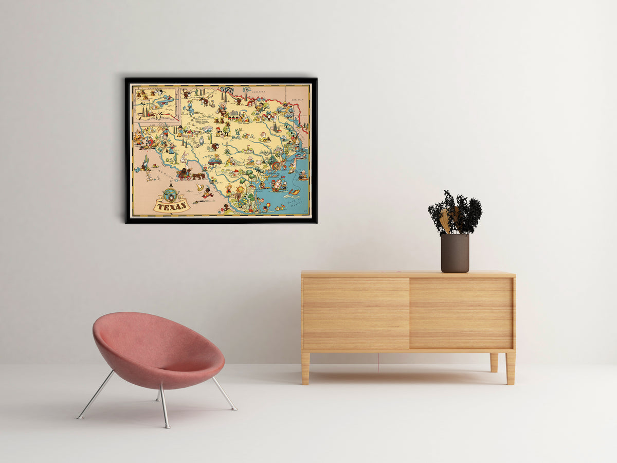 Texas Funny Vintage Map